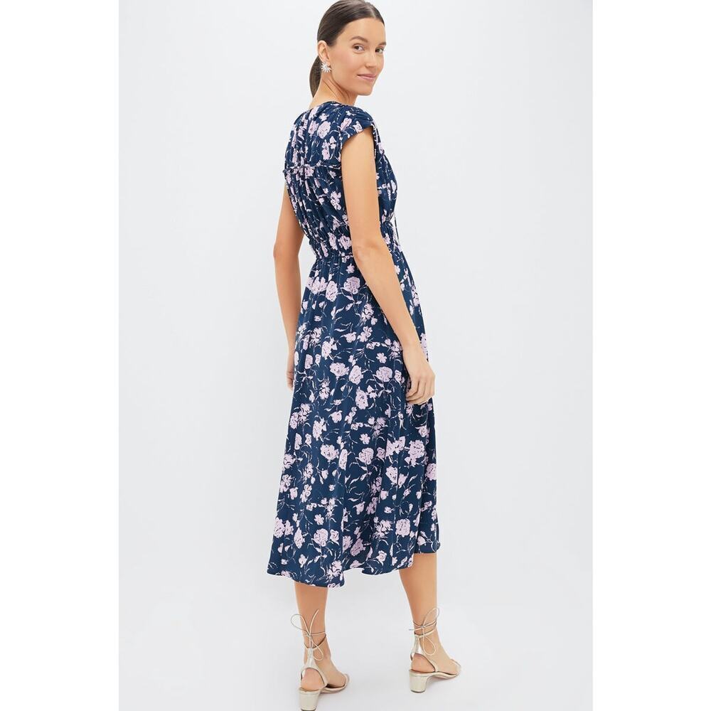 HYACINTH HOUSE Navy & Blush Abstract Floral Amanda Midi Dress Size S NWT - Picture 2 of 8